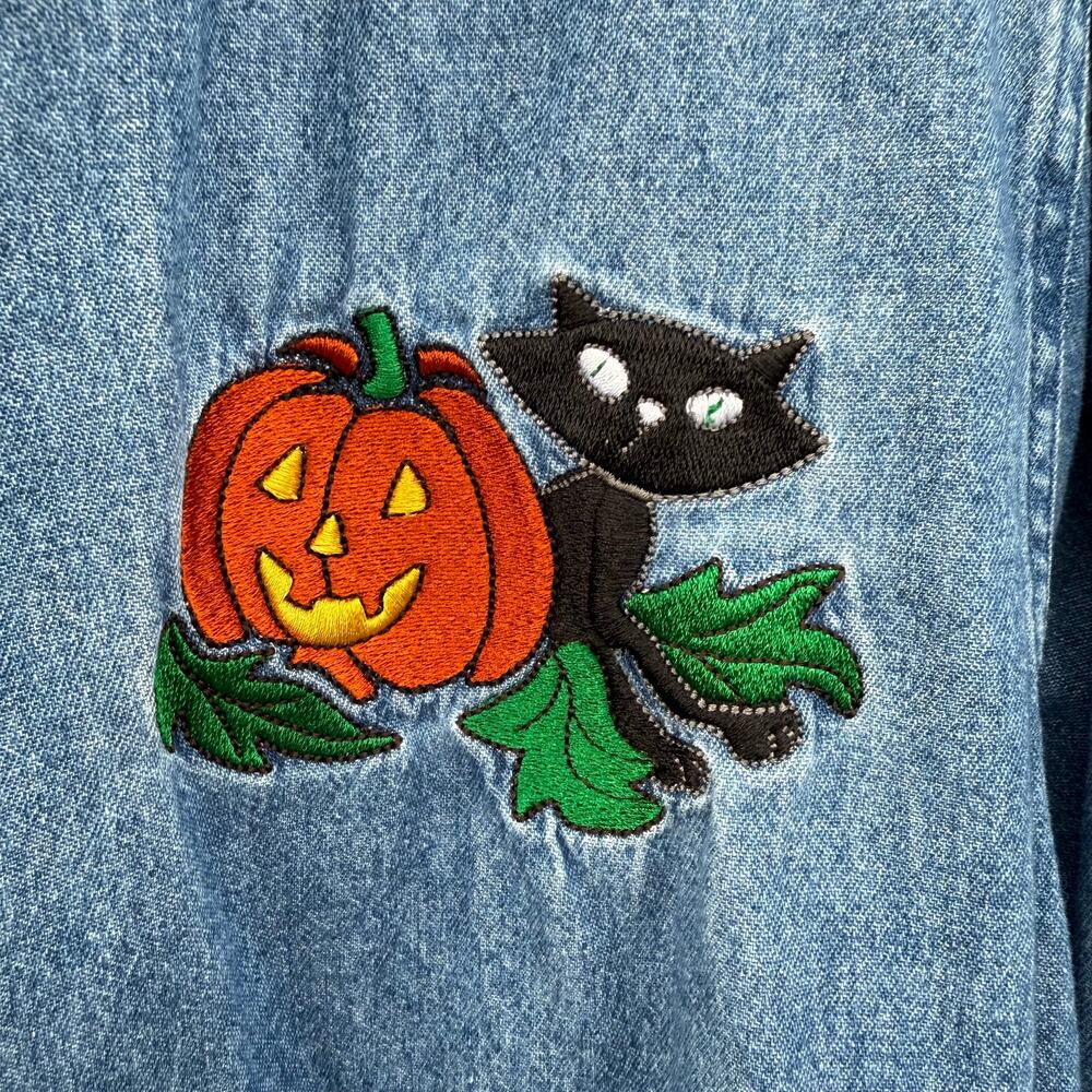 Denim Chambray Long Sleeve Button Up Basic Editio… - image 3